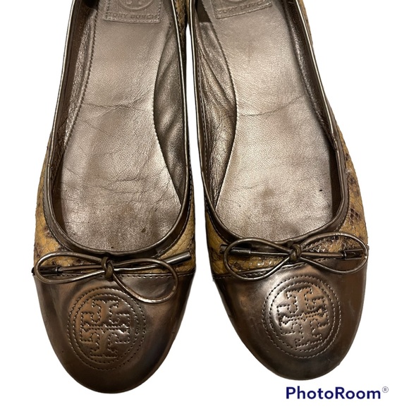 Tory Burch Verbena Ballet Flat Silver Patent Toe -Chanel Style  Size 10 - Picture 7 of 8